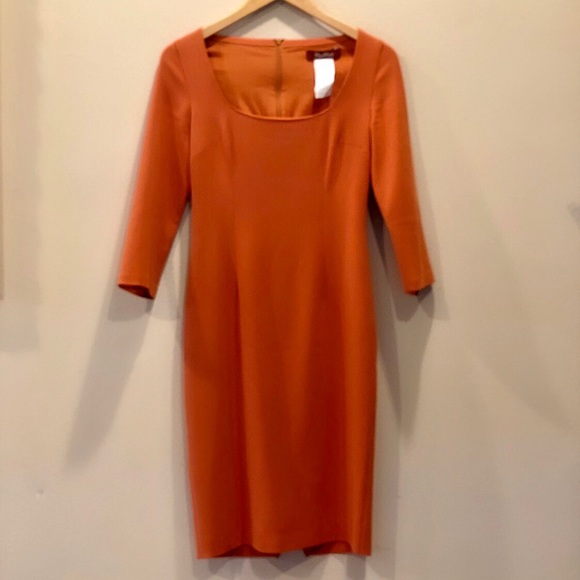 HP Max Mara Orange Midi Dress, Long Sleeve